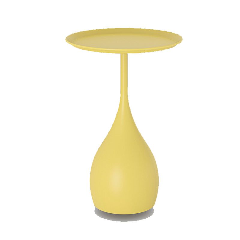 Rundt sidebord i metal med søjlefod, moderne minimalistisk design og robust jern