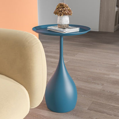 Rundt sidebord i metal med søjlefod, moderne minimalistisk design og robust jern
