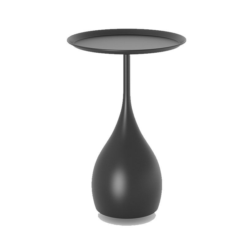 Rundt sidebord i metal med søjlefod, moderne minimalistisk design og robust jern