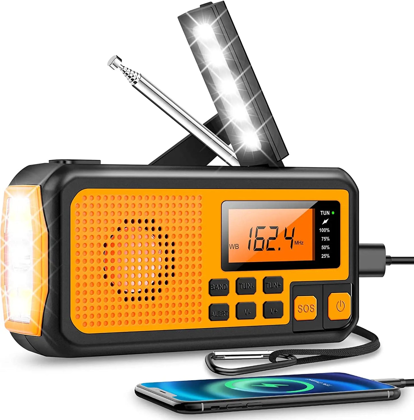 SafeSignal Nødradio med Lommelygte SOS Alarm og Powerbank