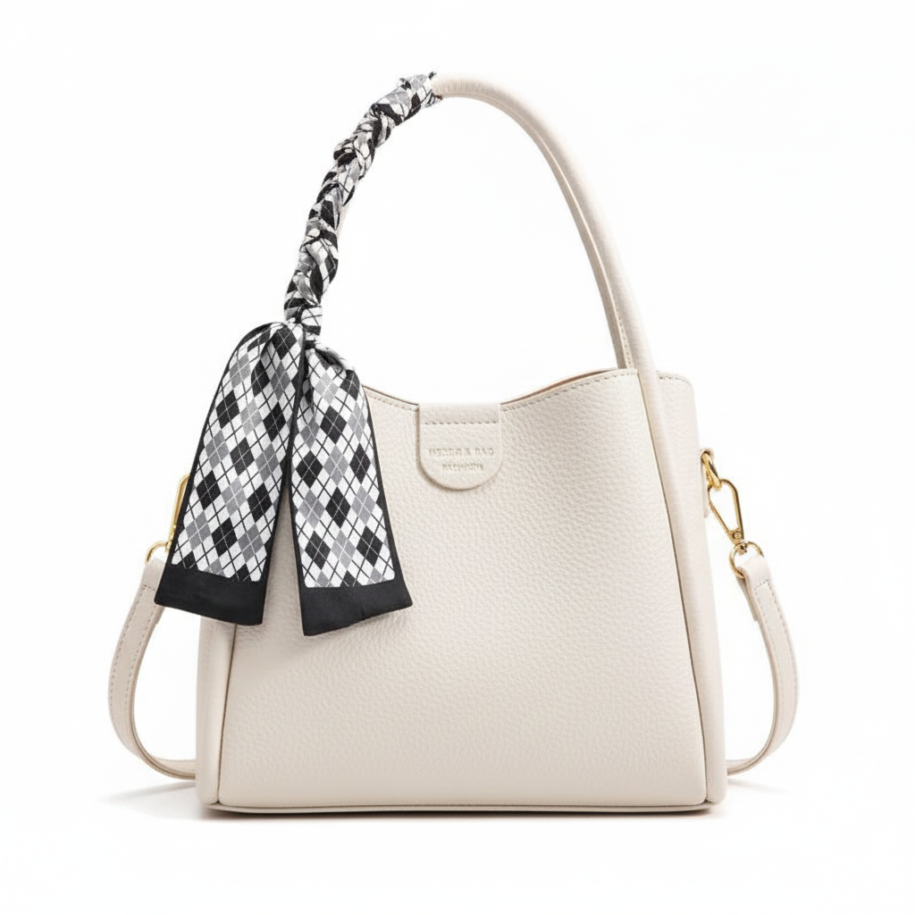 Hvid lychee-tekstureret taske