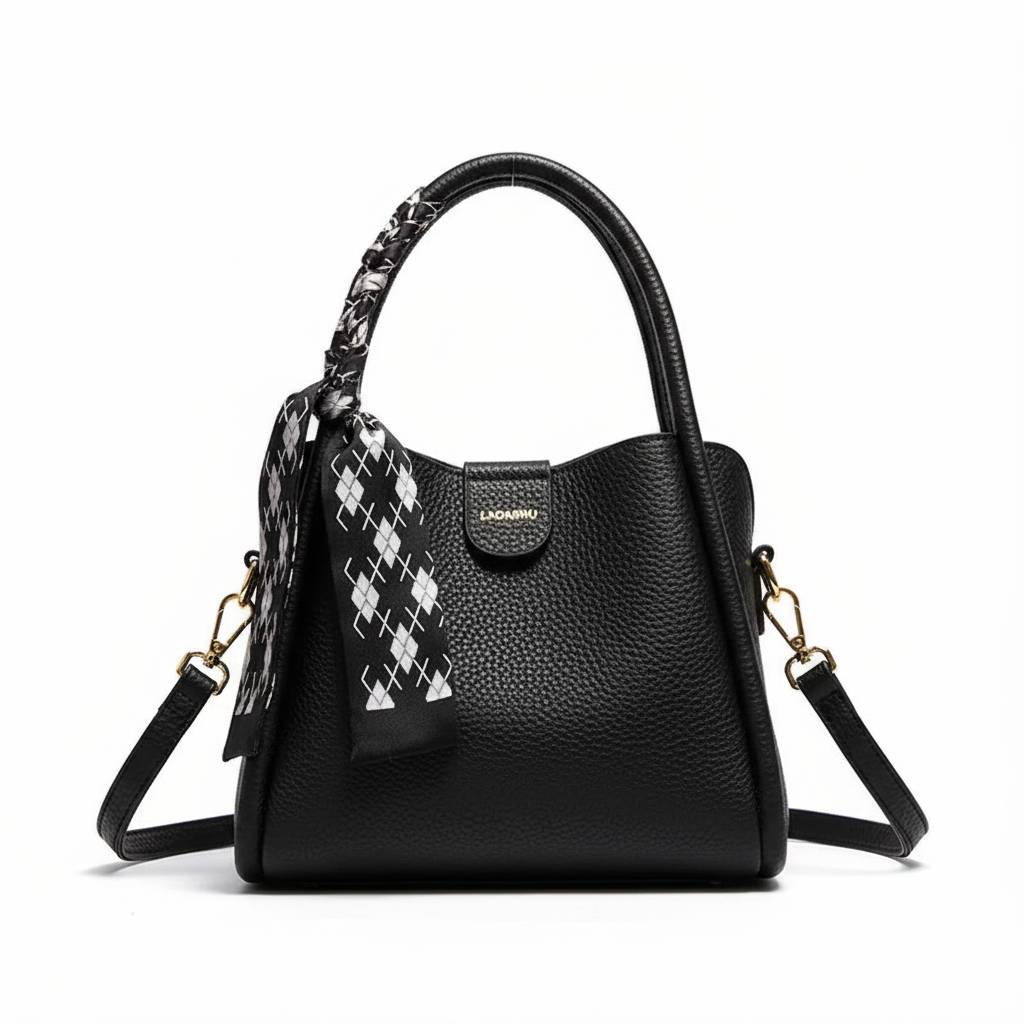 Sort lychee-tekstureret taske