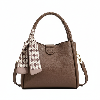 Kaffebrun lychee-tekstureret taske