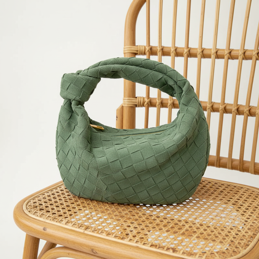 Salviagrøn taske – livsstilsbillede