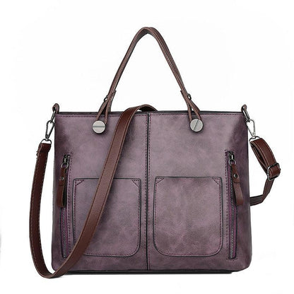 Dapowa – Vintage PU-Læder Skuldertaske til Kvinder med Justerbar Crossbody-Rem