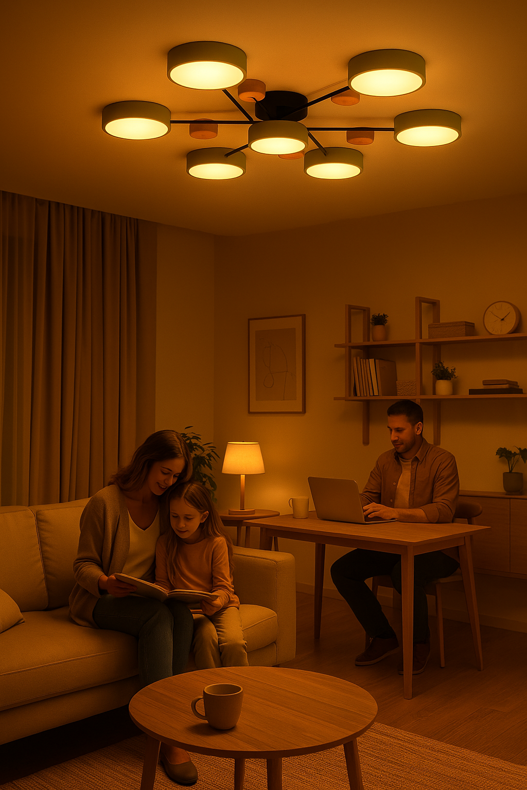 Skandinavisk LED Loftlampe med Moderne Gren Design og Varm Hvid Belysning