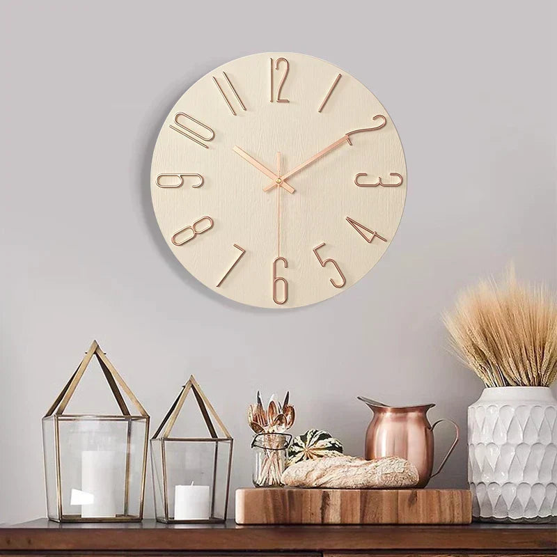 Skandinavisk Trævægur Lydløst Frameless Minimalistisk Design