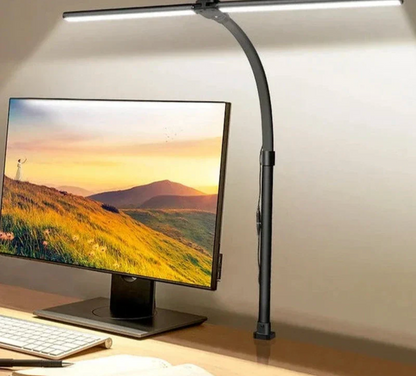 DeskLight LED-skrivebordslampe med dobbelt lampehoved og justerbar lysstyrke