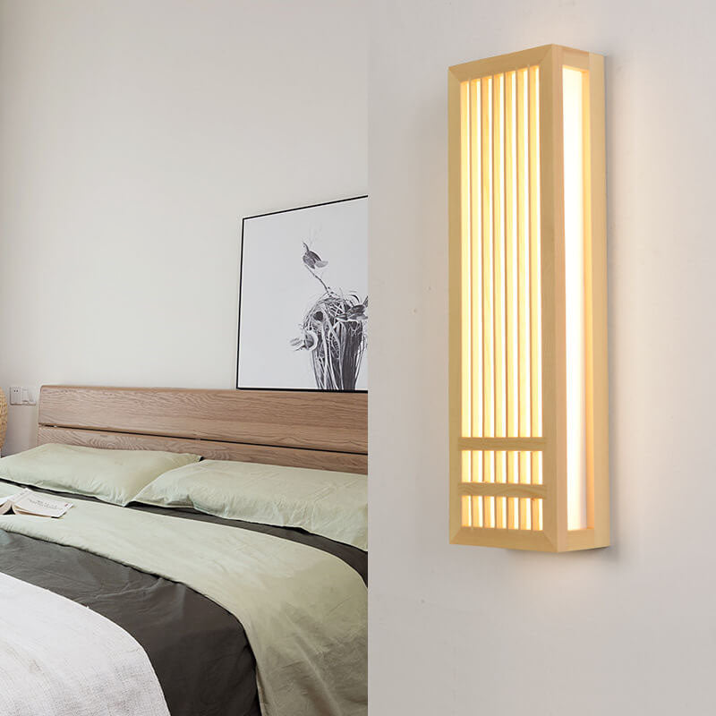 ShizuLight Japansk LED Væglampe i Træ med Varmt Stemningslys