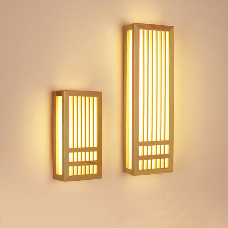 ShizuLight Japansk LED Væglampe i Træ med Varmt Stemningslys