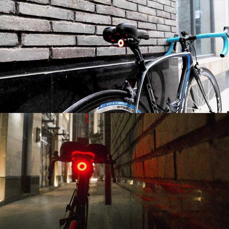 Smart Cykelbaglygte USB Genopladelig Vandtæt LED Sikkerhedslygte