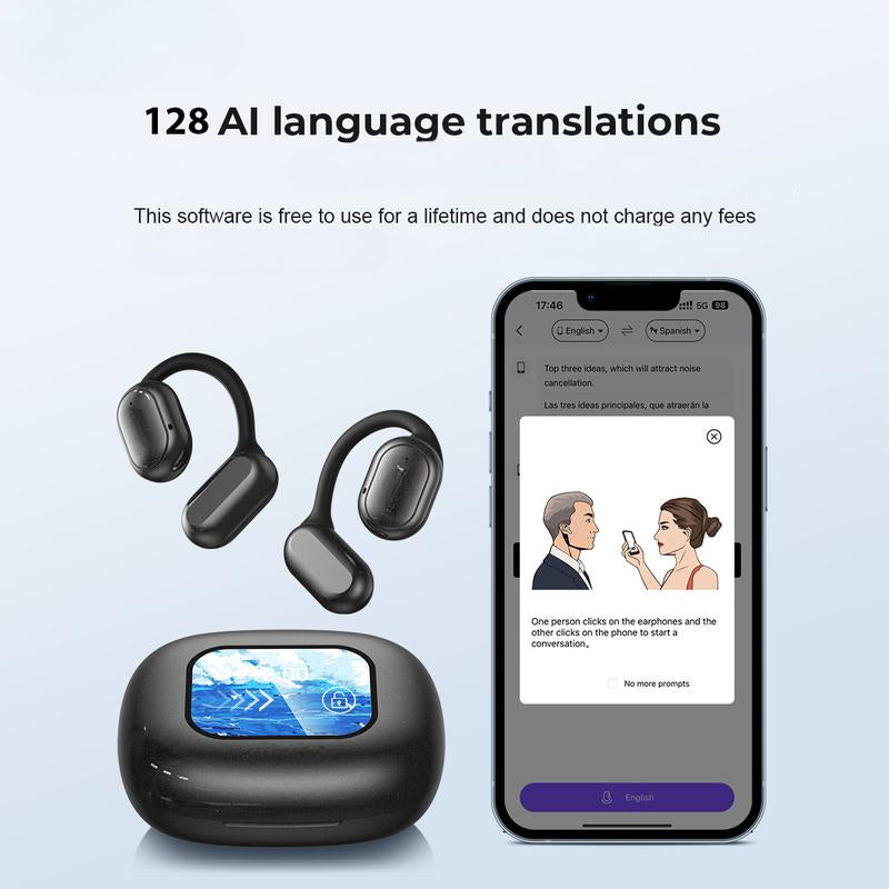 SmartSpeak AI-øretelefoner med Realtidsoversættelse, Bluetooth og Trådløs Forbindelse