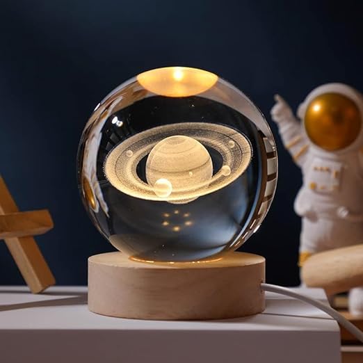 SolarSphere Krystalmodel af Solsystemet med LED-Lys, Dekoration og Læring