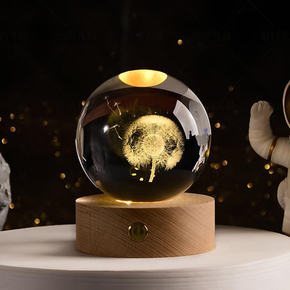 SolarSphere Krystalmodel af Solsystemet med LED-Lys, Dekoration og Læring