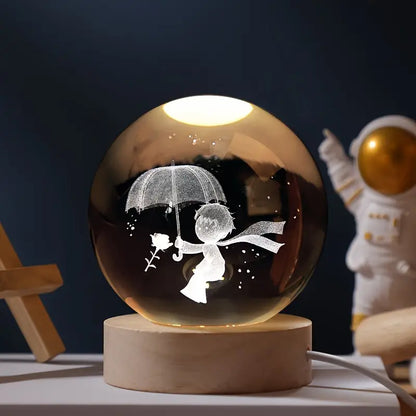 SolarSphere Krystalmodel af Solsystemet med LED-Lys, Dekoration og Læring