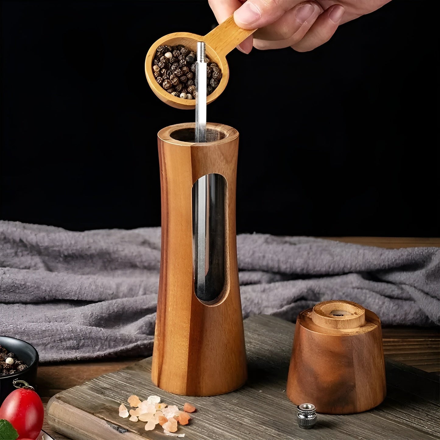 SpiceCraft Salt- og Peberkværnsæt – Trækværne med Justerbar Formaling