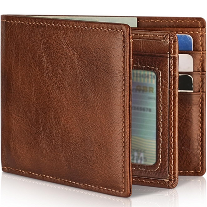 StitchCraft Herrepung i Ægte Læder med RFID Beskyttelse og Slankt Bifold Design