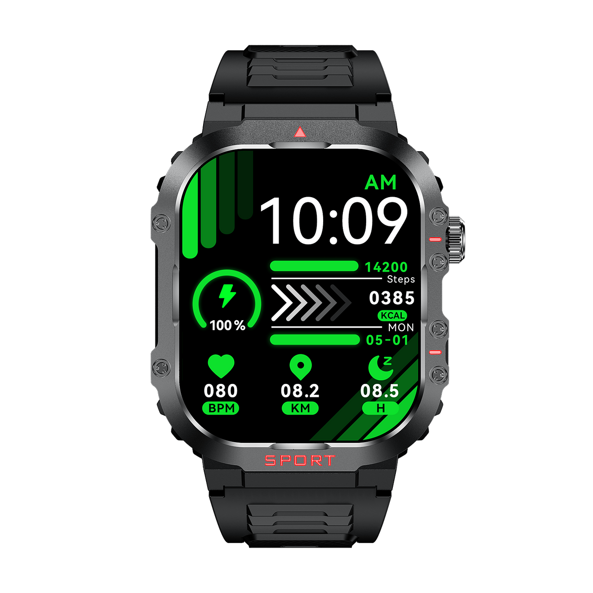 Sugar Pro 5 Smartwatch med Sundheds- og Fitnessmåling samt Pulsmåler