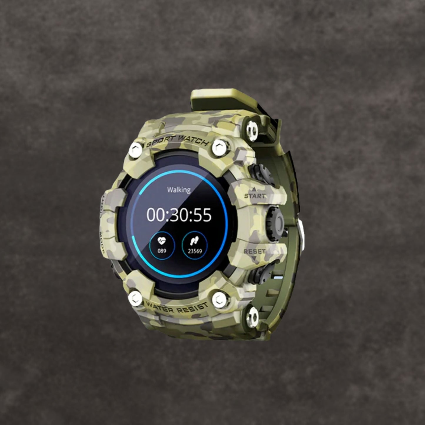 Taktisk smartwatch med pulsmåling og vandtæt IP68-design