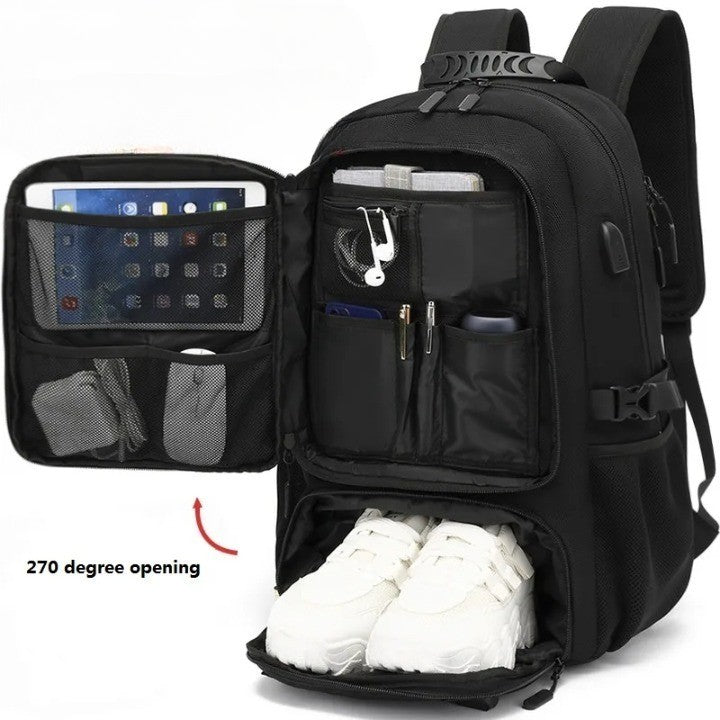 Tech Trek Pro rygsæk 50L–80L med USB-opladningsport og laptoprum