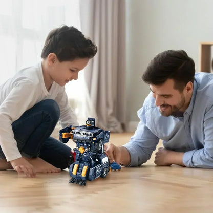 Transformerende Robotbil 2-i-1 Politibil og Robotlegetøj med Lys og Lyd