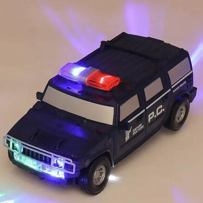 Transformerende Robotbil 2-i-1 Politibil og Robotlegetøj med Lys og Lyd