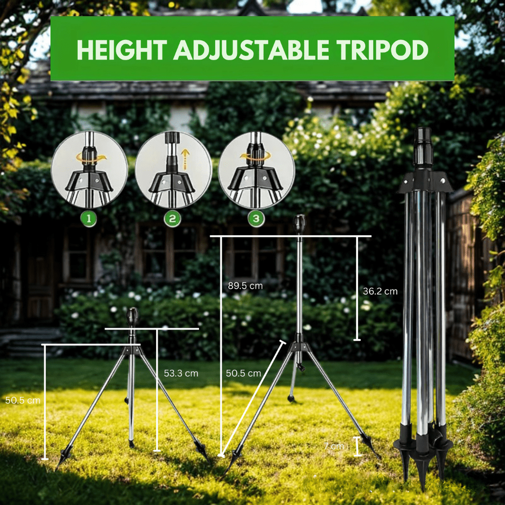 TurboSpray 360° Justerbar Havesprinkler i Rustfrit Stål