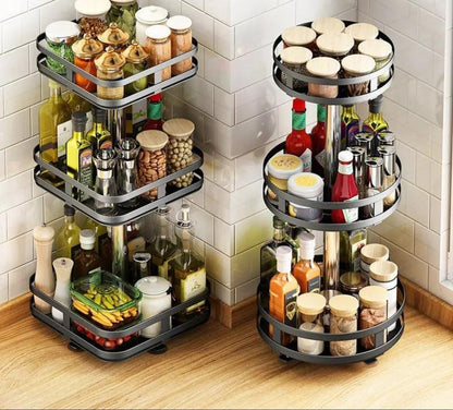 TwistRack 360° drejelig opbevaringshylde med justerbar højde og pladsbesparende design