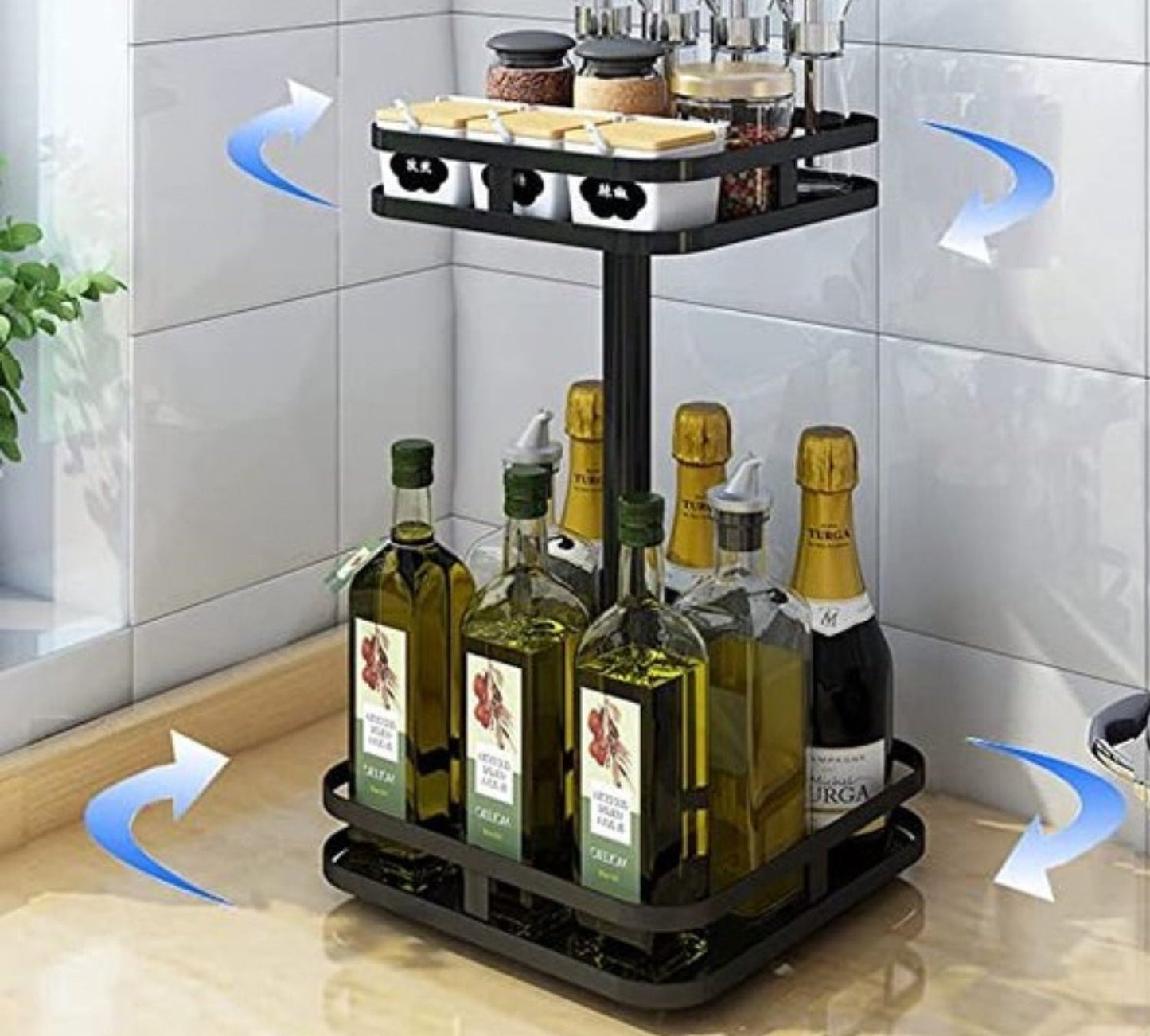 TwistRack 360° drejelig opbevaringshylde med justerbar højde og pladsbesparende design