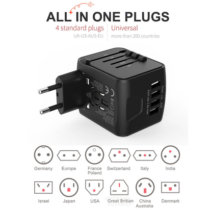 Ultimate Rejseadapter med USB-porte og Universelle Stik