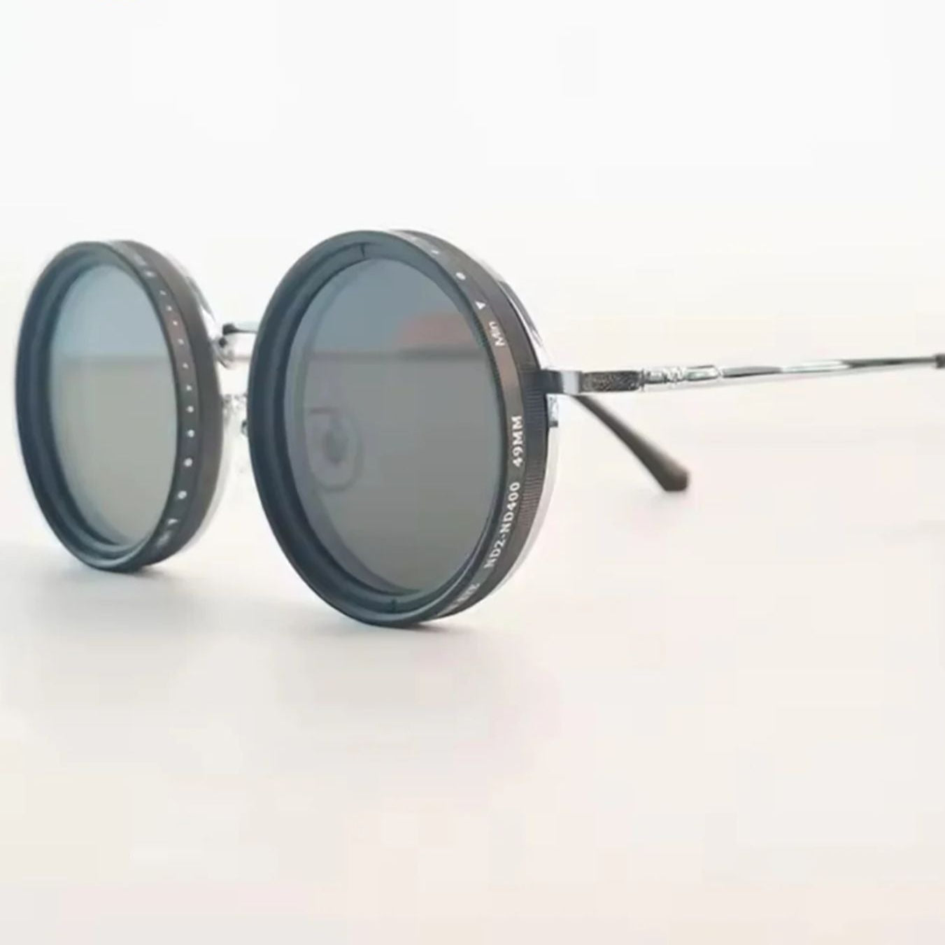 Unisex Runde Polariserede Solbriller med Justerbart Lysfilter og Metalstel