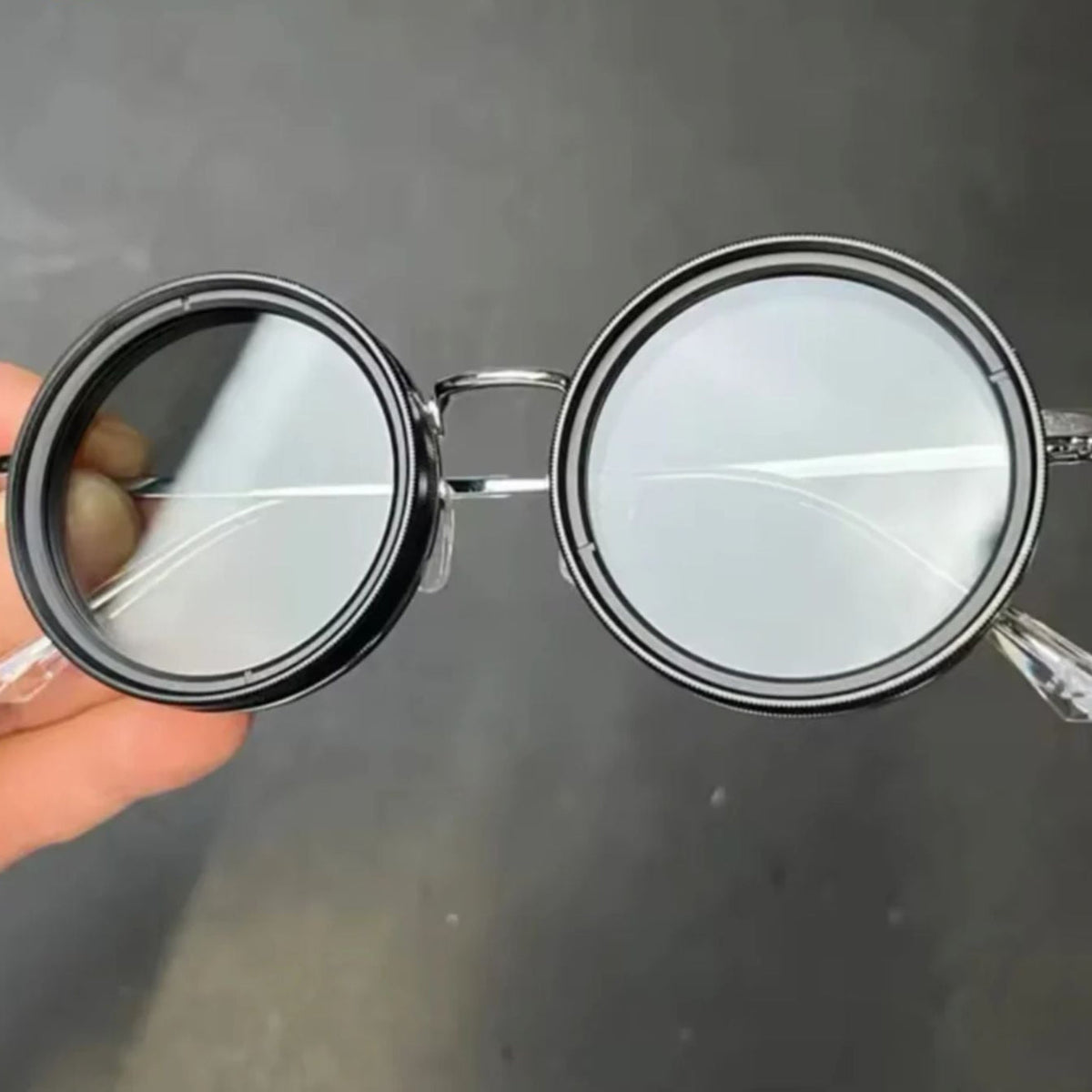 Unisex Runde Polariserede Solbriller med Justerbart Lysfilter og Metalstel
