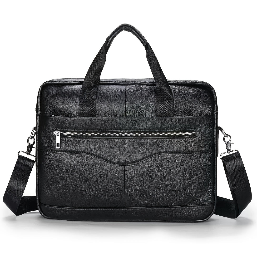 Ventolini herreskuldertaske i ægte læder med justerbar crossbody-rem