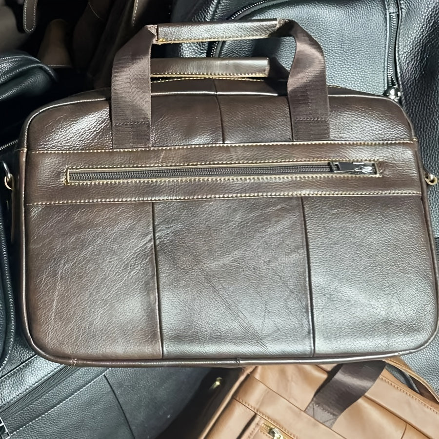 Ventolini herreskuldertaske i ægte læder med justerbar crossbody-rem