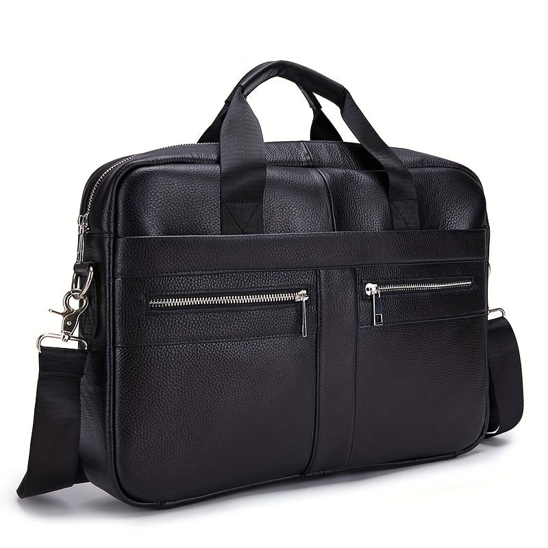 Ventolini herreskuldertaske i ægte læder med justerbar crossbody-rem