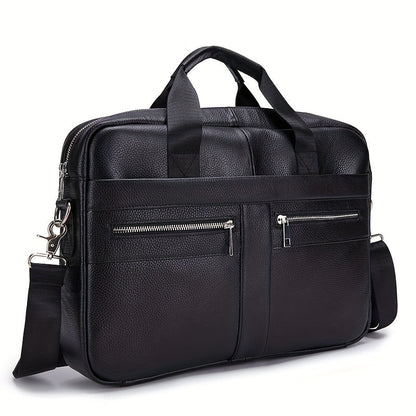 Ventolini herreskuldertaske i ægte læder med justerbar crossbody-rem