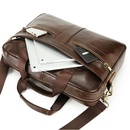 Ventolini herreskuldertaske i ægte læder med justerbar crossbody-rem