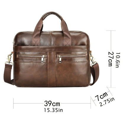 Ventolini herreskuldertaske i ægte læder med justerbar crossbody-rem