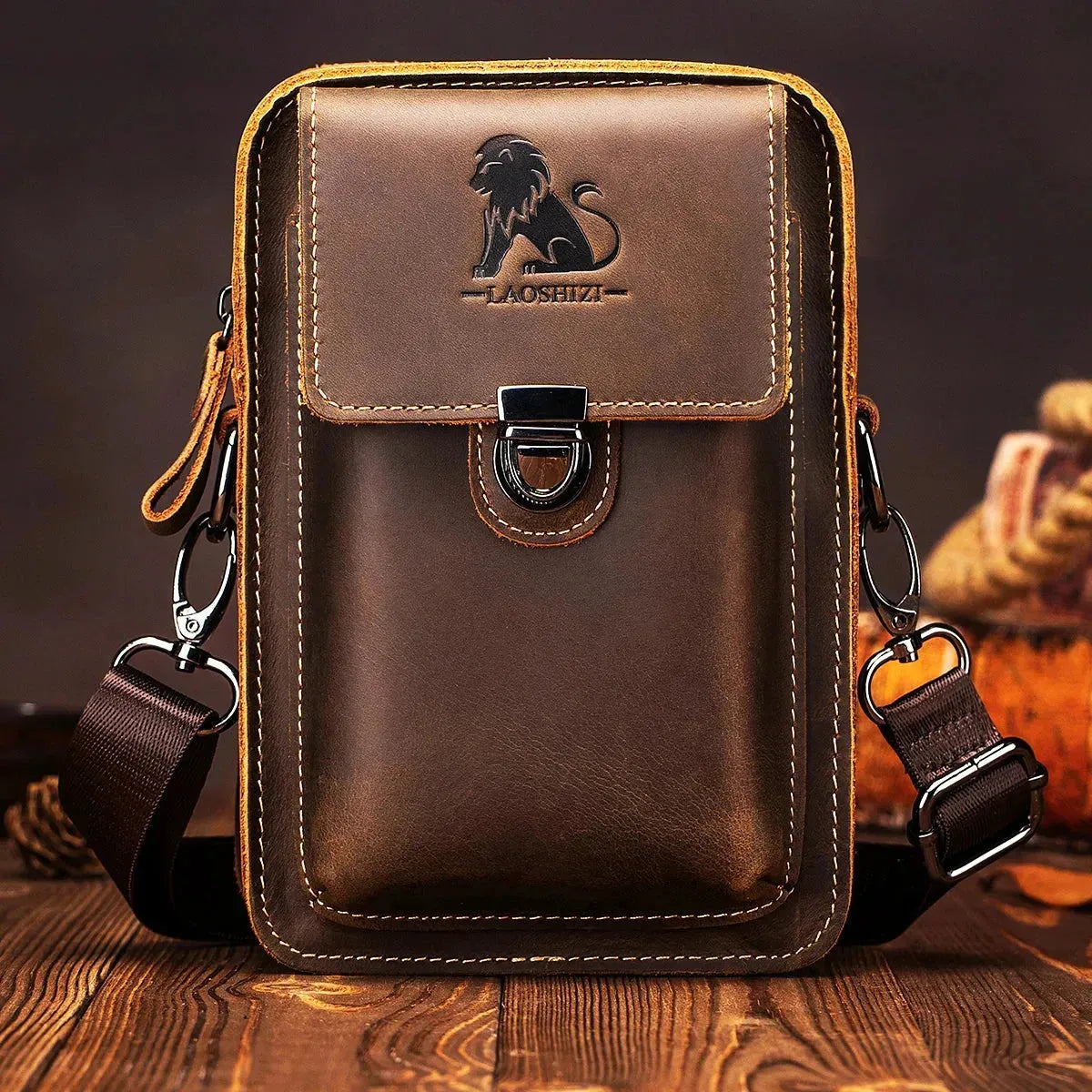 Vidal Herre Bæltetaske i Læder med Flere Rum – Crossbody Taske