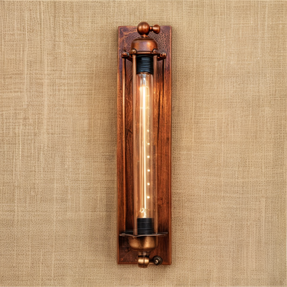 Vintage industriel væglampe med metalkurvdesign