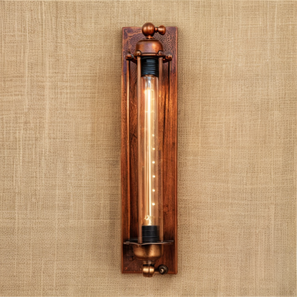 Vintage industriel væglampe med metalkurvdesign