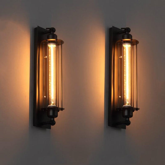 Vintage LED-væglampe i mat sort metal