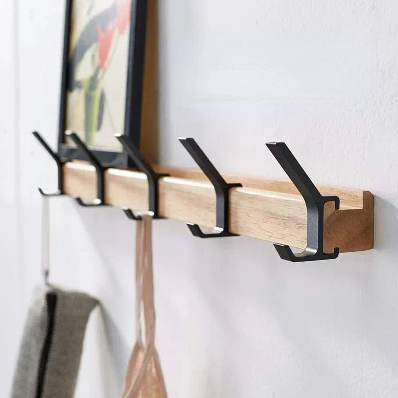 Vægmonteret Knagerække med Flytbare Dobbeltkroge i Sort Nordisk Design