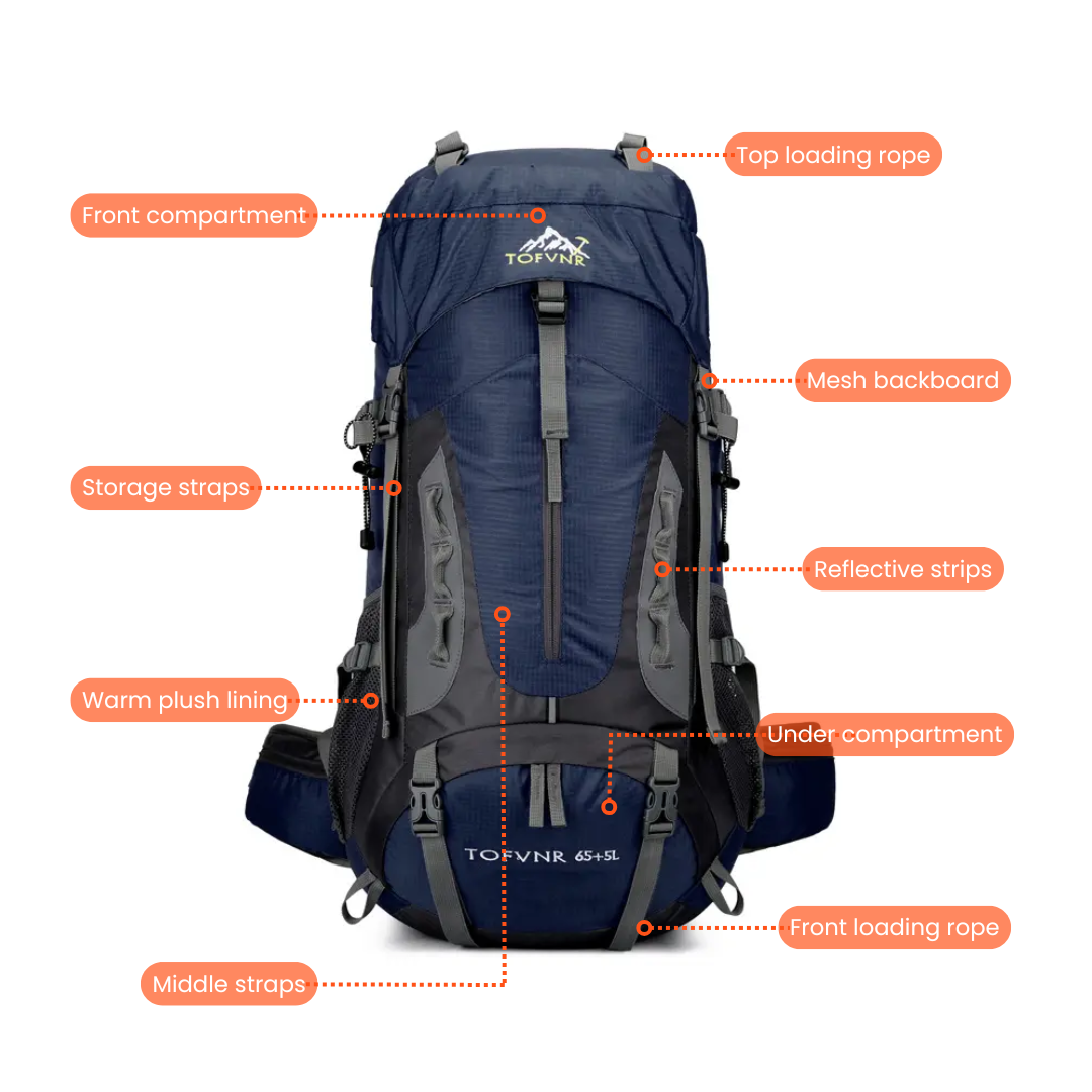 Vandtæt 60L outdoor-rygsæk til vandring og rejser