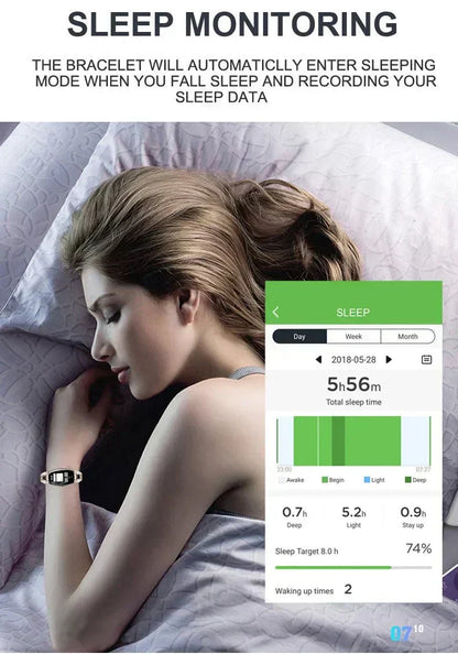 Vandtæt Fitness Tracker Smartarmbånd til Kvinder med Pulsmåling og Aktivitetsovervågning