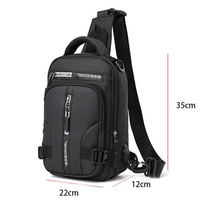 Vandtæt Oxford crossbody taske med tyverisikring og USB-opladningsport