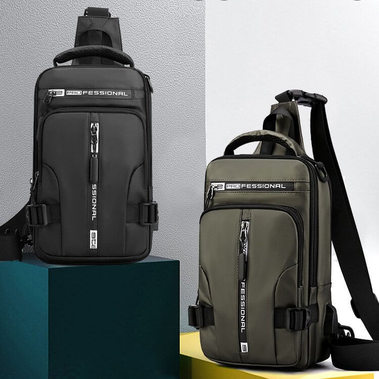 Vandtæt Oxford crossbody taske med tyverisikring og USB-opladningsport