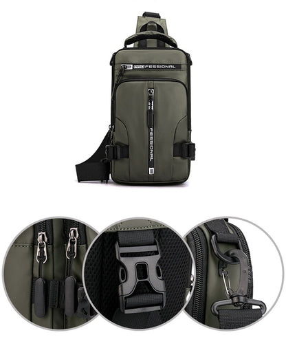 Vandtæt Oxford crossbody taske med tyverisikring og USB-opladningsport