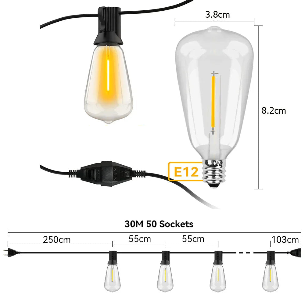 Vejrbestandig LED-lyskæde til have og terrasse