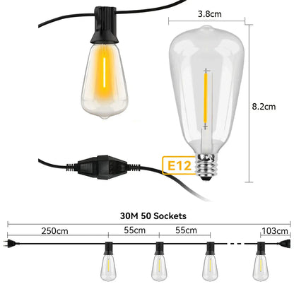 Vejrbestandig LED-lyskæde til have og terrasse